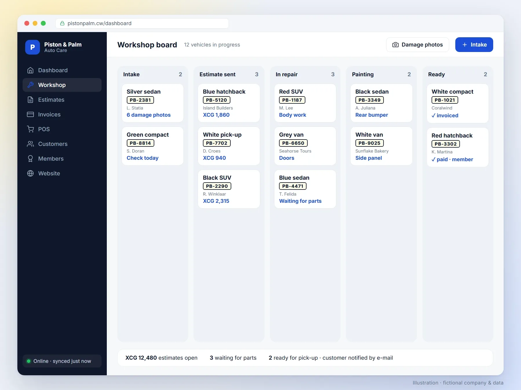 Automotive System — workshop board, estimates, invoices, POS and memberships